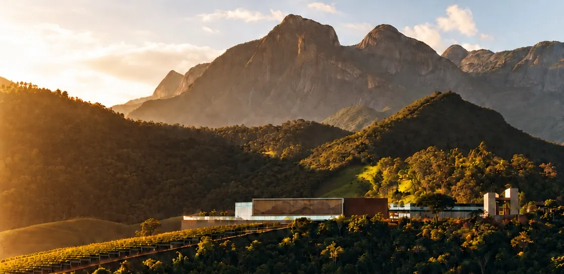 Vinícola Maturano entre vinhedos e montanhas da Serra dos Órgãos, em Teresópolis